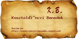 Kosztolánczi Benedek névjegykártya