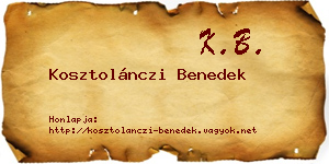 Kosztolánczi Benedek névjegykártya