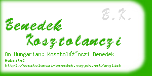 benedek kosztolanczi business card